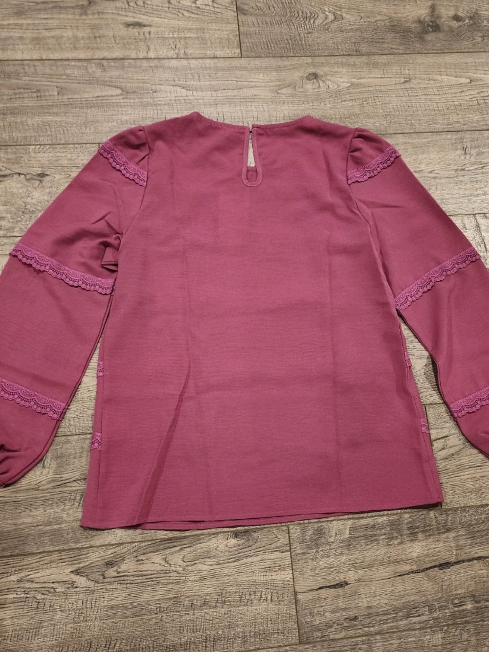 NWT Grace Karin Womens Lace Ribbon Long Sleeve Blouse Purple Size S - Picture 7 of 8